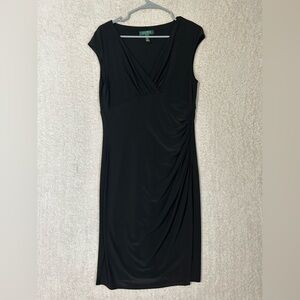 Lauren Ralph Lauren Black Ruched Sheath Midi Dress LBD